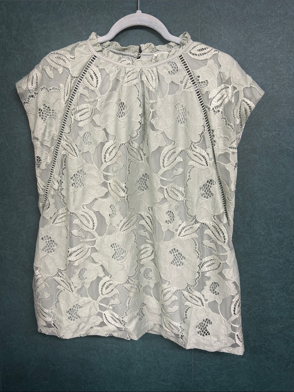 NWT XL Anne Klein Cream Lace Cap Sleeve Blouse